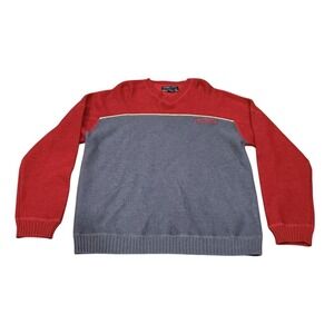 American Eagle Mens Wool Sweater Y2K Retro College Sport Vintage Medium Red Gray